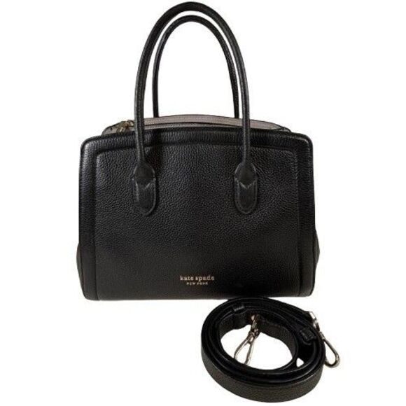 Kate Spade Knott Pebble Leather 2-Way Medium Satchel Black Handbag Shoulder Bag - Picture 2 of 16